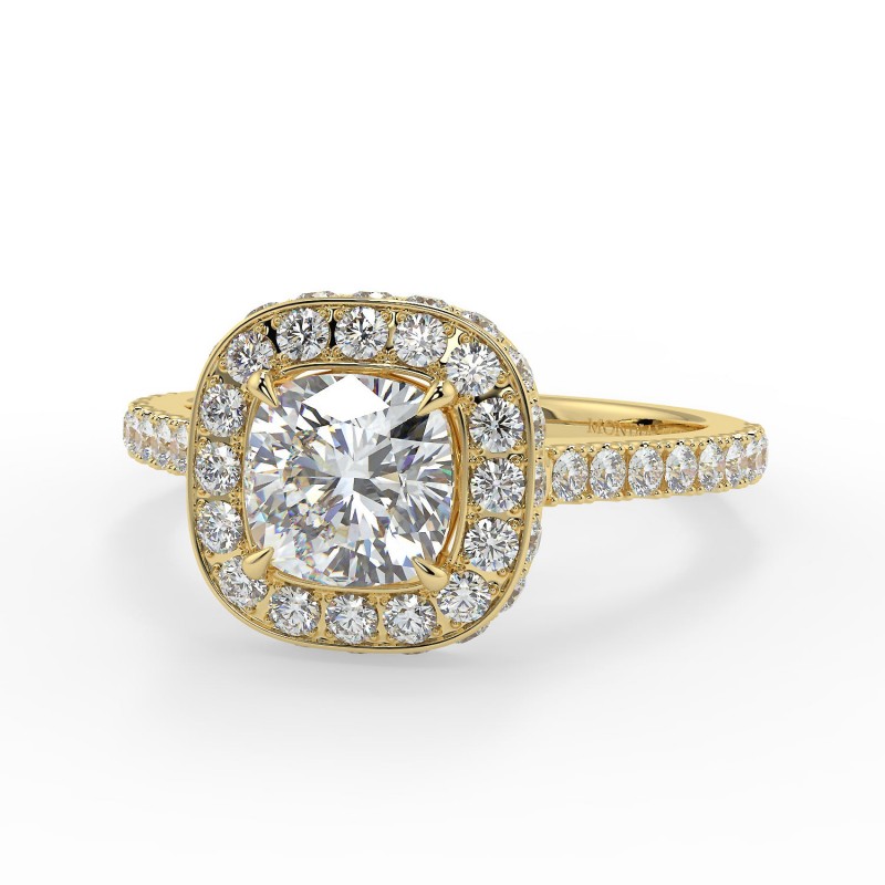 Bague De Fiançailles Halo Diamant Coussin 2,45 Ct Simulé Or Blanc 14k - Taille Réglable