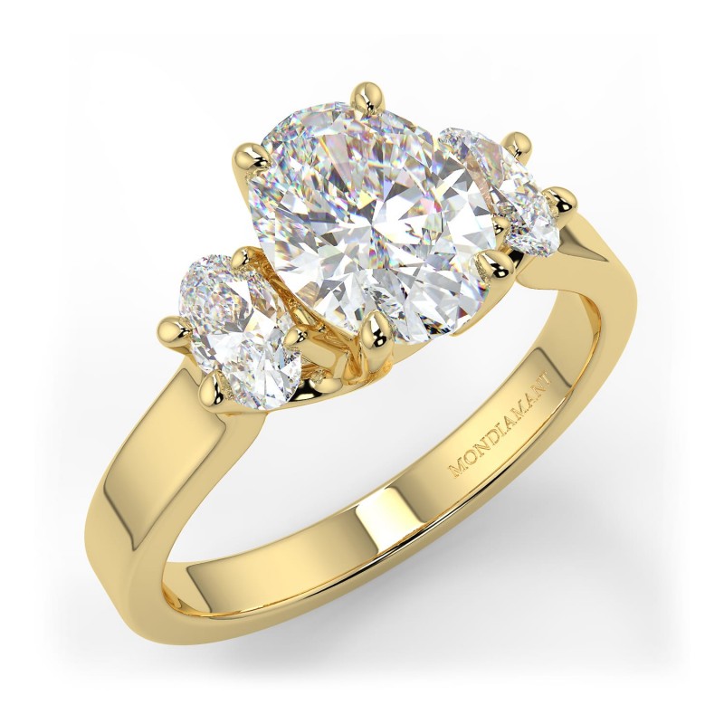 Bague Fiançailles Solitaire Opale De Feu Naturelle 2 Carats - Plaqué Or Jaune 14 Carats - Taille 4 à 12