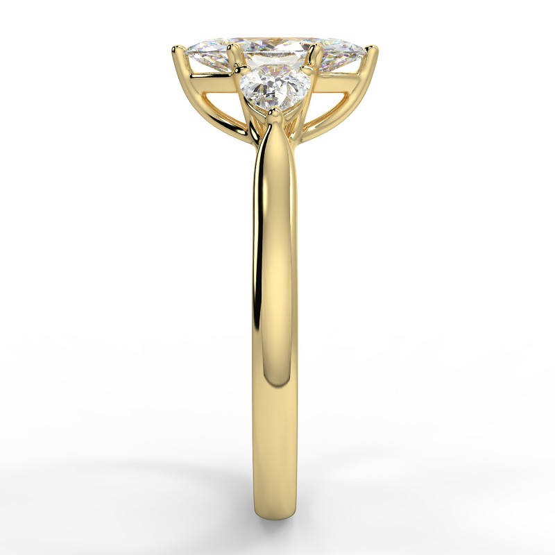 Bague De Fiançailles Solitaire Diamant Simulé Taille Poire - Plaqué Or Jaune - Personnalisable Toutes Tailles