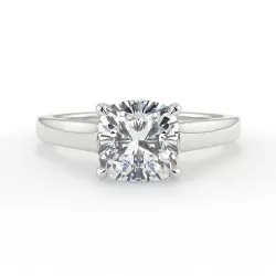 Solitaire Bianca diamant coussin, or blanc